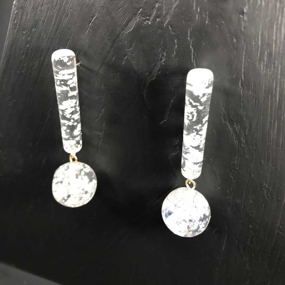 🆑 Silver Fleck Ball and Chain Drops - Picture 3 of 4